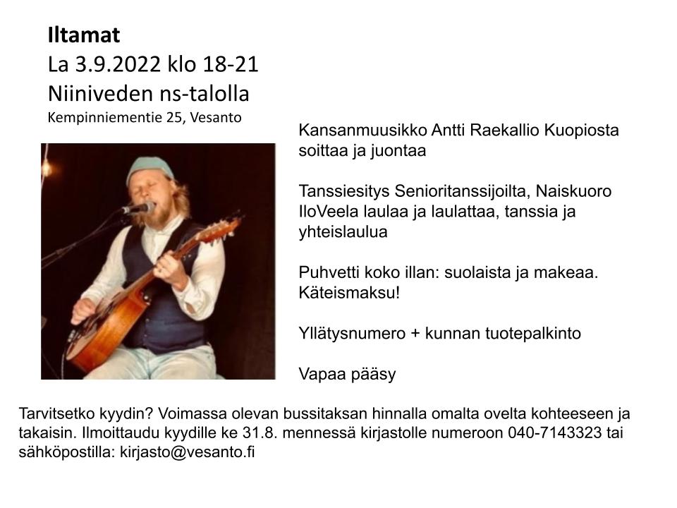 Read more about the article Iltamat 3.9. klo 18-21