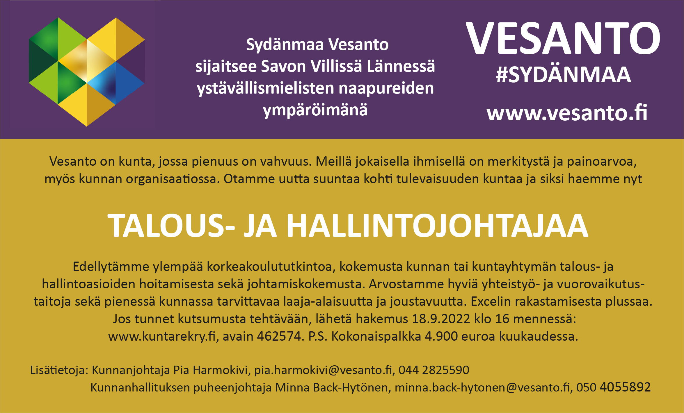 You are currently viewing Sinustako Vesannon kunnan talous-ja hallintojohtaja?